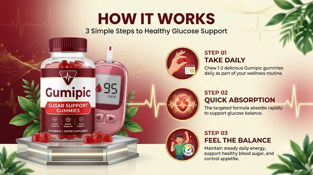 How Gumipic works: take daily, quick absorption, feel the balance